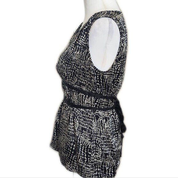 The Limited 100% Silk Sleeveless Black & White, Peplum Tie Back Blouse M - Picture 2 of 6